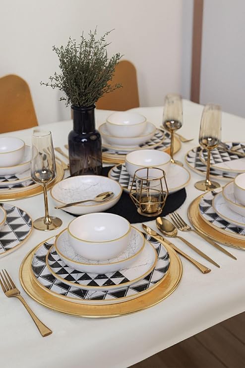 Keramika Dinnerware Set - Keraart Trigon - 24 Pieces - 6 Persons - Stoneware