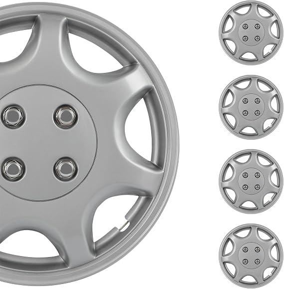 SCITOO 4pcs Set of 14-Inch Silver Hubcaps can be Easily Installed on Car Truck SUV,Suitable for a Variety of Models,Beautiful and Rust-Proof