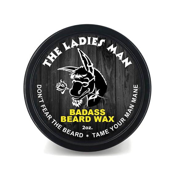 Badass Beard Care Beard Wax for Men - Ladies Man Scent 2 oz - Shea Butter Argan Jojoba Beeswax - Lemon Vanilla - Medium Hold Beard and Mustache Wax, Styles and Conditions