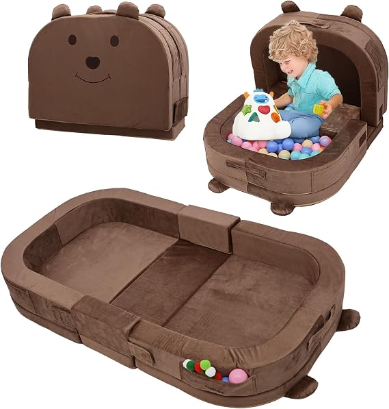 Foldable Travel Bed for Toddlers - Portable Baby Sleeping Cot with Removable Pillow, 200GSM Dutch Fleece & 28D High-Density Sponge, Easy Fold & Carry