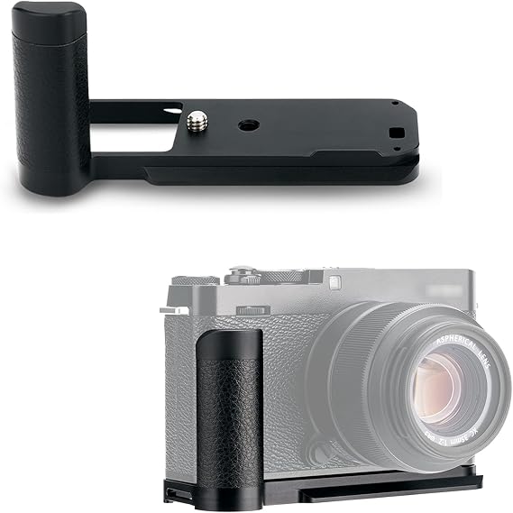 JJC MHG-XE4 Metal Hand Grip L-Bracket for Fuji X-E4 Camera(Not for X-E5) | Anti-Slip Pads, Arca Swiss Quick Release Plate, Extra 1/4"-20 Tripod Hole & Hand Strap Hole