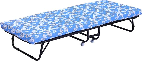 CNAOHGHN Foldaway Bed, Folding Single Bed with Mattress, Rollaway Bed, Foldable Portable Guest Bed with Memory Foam Mattress and Sturdy Metal Frame for Home and Office