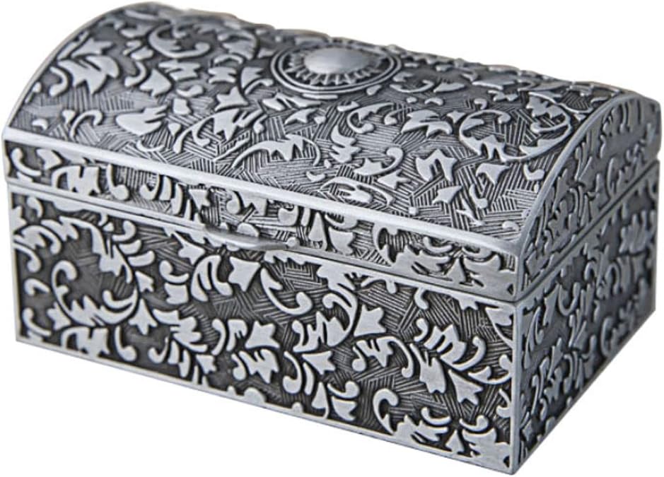 Jewelry Storage Box for Women Girls Treasure Chest Ring Earrings Bracelet Organizer Classic Vintage Gift, Grey