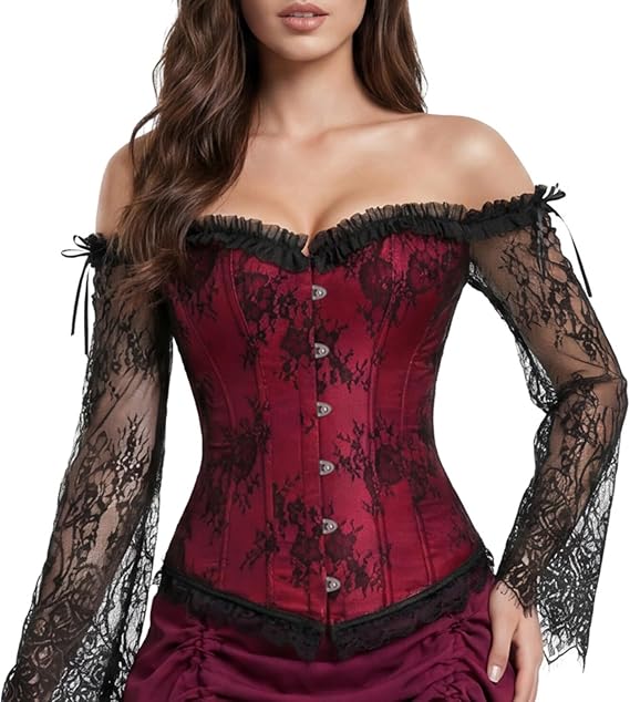 Zhitunemi Corset Tops for Women Renaissance: Womens Halloween Costume Corset Renaissance Fair - Historical Reenactment Events