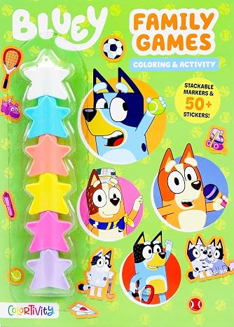 Bluey: Family Games: Coloring & Activity with Stackable Markers