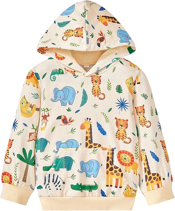 Baby Boys Dinosaurs Hoodie Boys Shark Pullover with Pocket Kids Truck Warm Sweatshirt Sweater