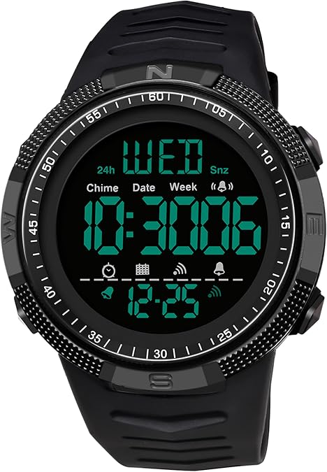 Mens Digital Sports Watch Dual Time Countdown Waterproof Stopwatch LED Screen Military Wrist Watches for Men