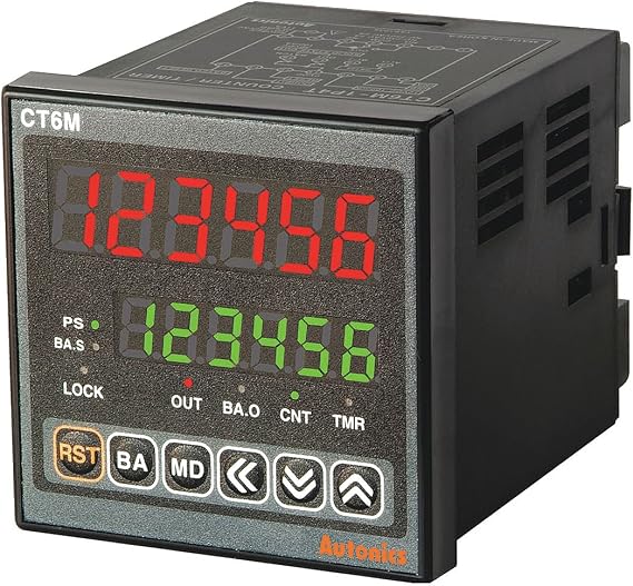 Ct6m-2p4 (price/ea) Counter/timer, 100-240 Vac, 2 Preset, 2 Relay Spdt(1c)+spst(1a) 250vac 5a, 3 Npn Open Collector Output, 6-digit, Batch, Led, Pnp Or Npn Input, Prescale Value Setting, W72x
