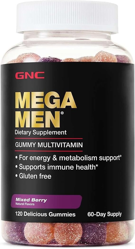 GNC Mega Men Multivitamin Gummy for Men, Mixed Berry, 120 Count