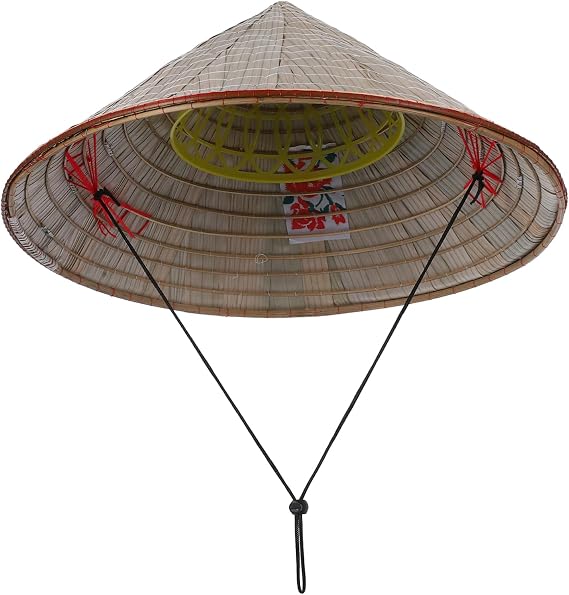 Bamboo Conical Asian Hat for Farming and Fishing Outdoor Use Light Yellow