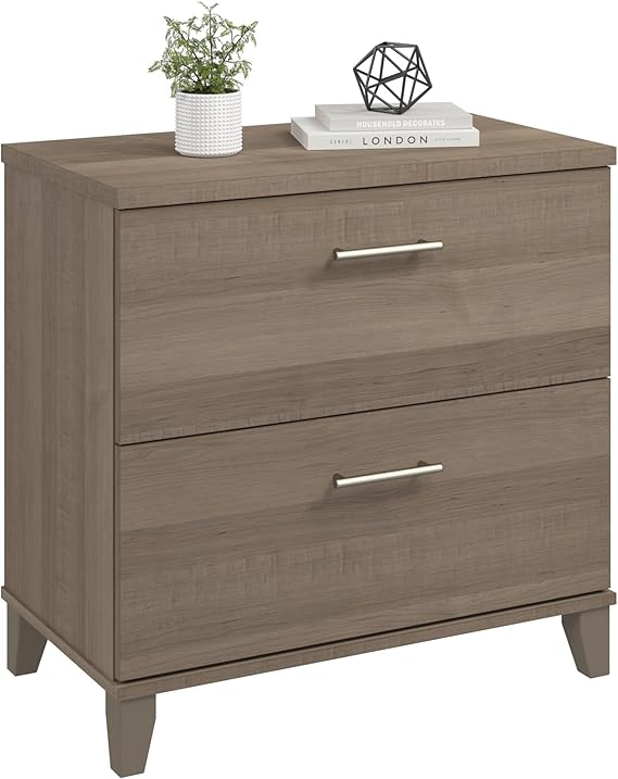 Bush Home 2 Drawer Lateral File Cabinet, Letter and Legal-Size Document Storage for Home or Professional Office, Somerset Collection, Ash Gray