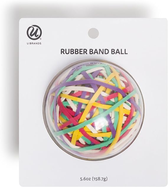 U Brands Ball Of Rubber Bands, 175 Count, Assorted Colors, Latex Free