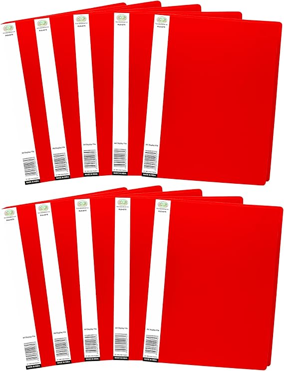 Red A4 Display Book Folder 20 Pocket Document Presentation Folder Wallet Presentation Project Display Folder Document Folder with Plastic Sleeves for Individuals School Office [10Pcs Pack]
