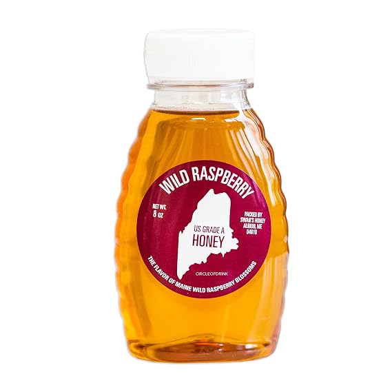 Swan's Wild Raspberry Honey Jammy, Fruity, Guava Fresh Notes US Grade A Honey Squeeze Bottle 8oz (1 BOTTLE)