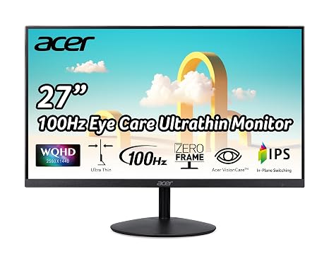 Acer 27in QHD 2560x1440 IPS 100Hz Office Monitor SB272U Ebiip