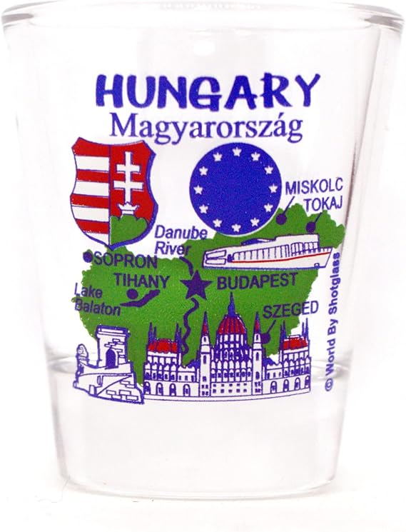 World By Shotglass Hungary EU Series Landmarks and Icons Shot Glass