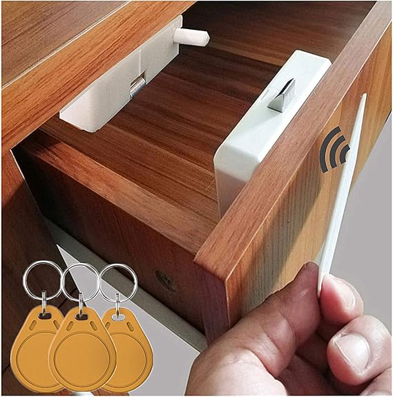 Electronic Cabinet Lock, Hidden DIY RFID Invisible Cabinet Lock, RFID Card/Tag Card/Induction Swipe Card to Unlock,for Wooden Drawer Locker Cupboard
