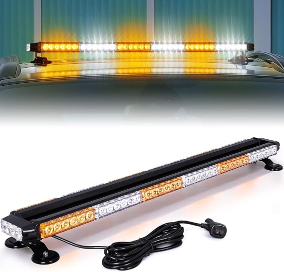 LINKITOM LED Strobe Light Bar -Aluminum Double Side Flashing 37.5'' 78 LED High Intensity Emergency Warning Lightbar w/Magnetic Base for Safety Construction Plow Truck Vehicles | High Intensity Double Side Emergency Light with Magnetic Base for Snowplow, Tow Trucks, Construction, Pickup, Safety