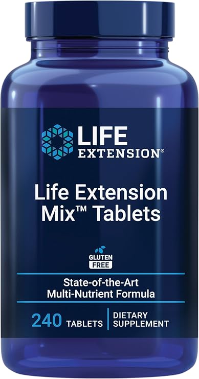Life Extension Mix Tablets, 240 Tablets | High-Potency Multivitamin with Vitamins C, B, D, E & Magnesium, Whole-Body Health & Healthy Aging, Gluten-Free