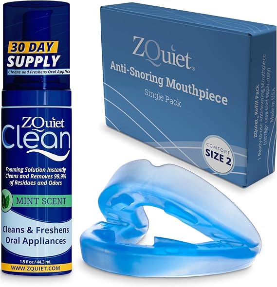 ZQuiet Anti-Snoring Mouthpiece & Cleaner, Size 2, Blue