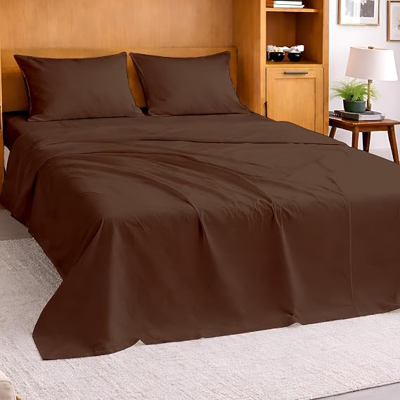 Cottington Lane Chocolate Sheets for Murphy Bed Mattress, 4 Piece Premium Ultra Soft Brushed Microfiber King Size Wall Bed Sheet Set, 6-10 Inch Deep Pocket with All-Around Elastic