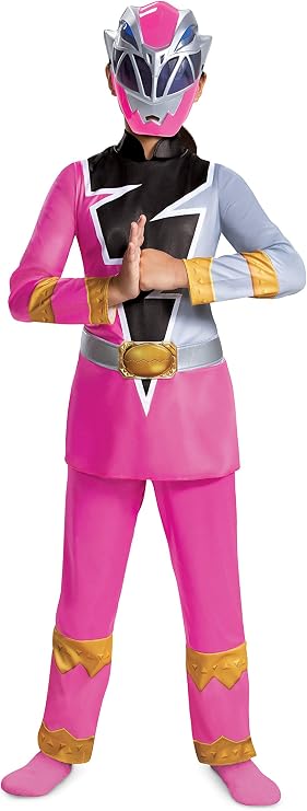 Disguise Pink Power Ranger Costume for Girls, Official Dino Fury Power Ranger Suit with Mask, Kids Size Small (4-6x)