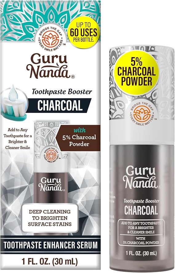 GuruNanda Toothpaste Booster Serum with 5% Charcoal Powder, 60 Uses