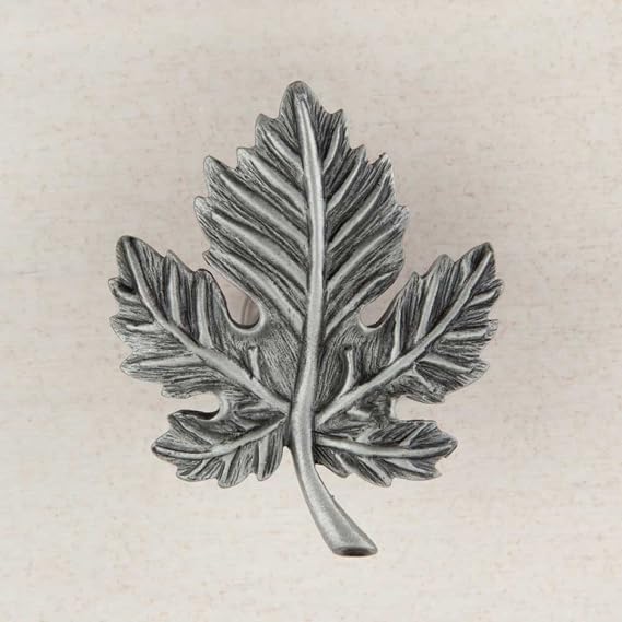 Artisan Leaf Cabinet Knob, Antique Pewter