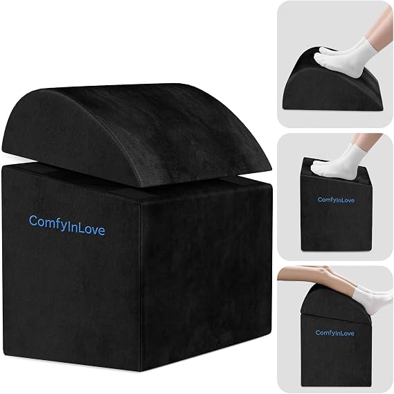 Foot Rest for Under Desk with 3 Heights, Foot Stool, Black