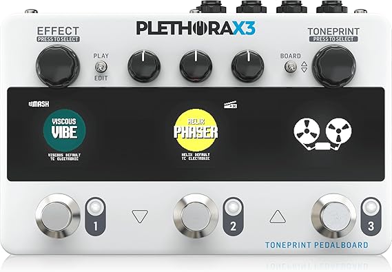 TC Electronic PLETHORA X3 Guitar Pedal TonePrint Pedal Board with up to 127 Boards 3 Pedal Slots 75 TonePrint Slots per Effect 3 MASH Foot Switches Tape Deck Looper