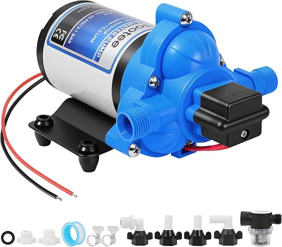 Bootee 12V RV Water Pump, 4.0 GPM 45PSI Automatic Pressure Switch, Self-Priming Fresh Water Pump for RV Marine Camping, 12 Volt DC Water Transfer Pump with Thermal Protection