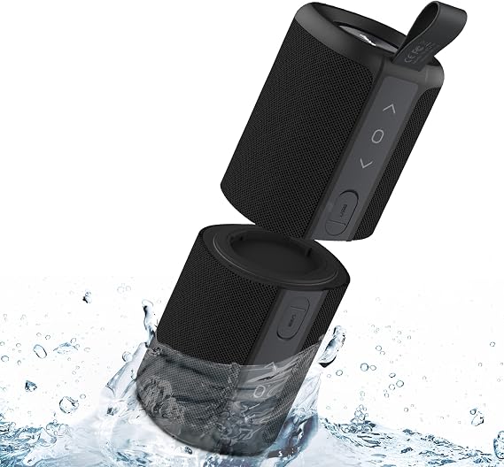 KOVE Commuter 2 - Black Bluetooth Speakers, Portable, Wireless with HD Louder Volume, Deep Bass Subwoofer, Microphone, IPX7 Water Resistant - Boom Box for Home, Outdoor or Travel, Split Speaker