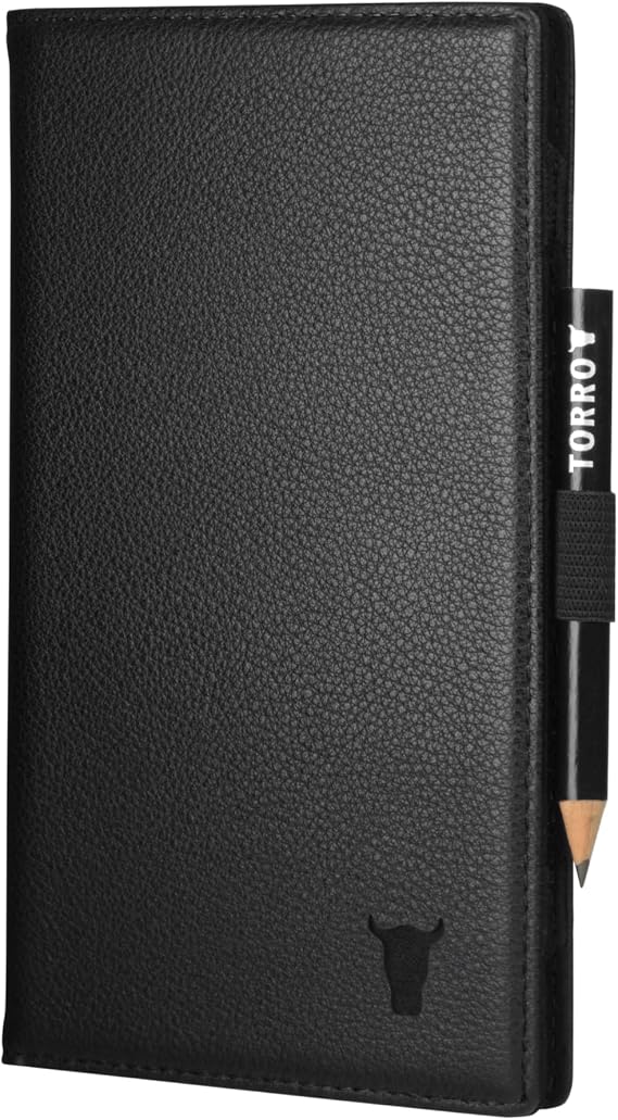 TORRO Golf Scorecard Holder – Genuine Leather Golf Score Card Wallet with Card Slot and Pencil Loop