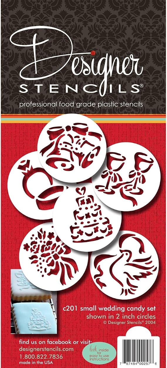 Designer Stencils Wedding Candy/Cookie Stencils, Small, Beige/Semi-Transparent