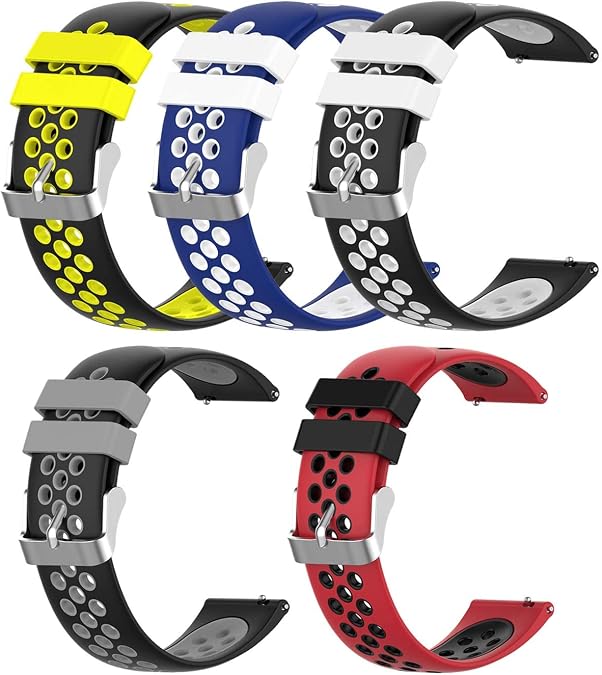 TenCloud 5-Pack Replacement Band Compatible with Ticwatch GTH E3 Watch Bands, Silicone Strap Sweatproof Breathable Wristbands for Tic Watch GTH