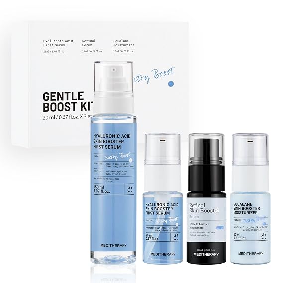 MEDITHERAPY Hydration Layering Set - Hyaluronic Acid Serum + Getle Boost Kit (Retinal, Hyaluronic Acid & Squalane Moisturizer Set) - Moisture Lock & Smooth Skin