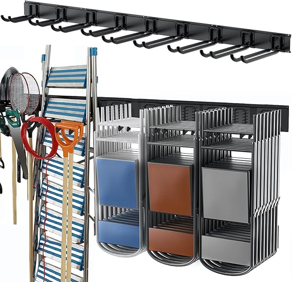 TORACK Tool Storage Rack Heavy Duty Garage Wall Mount Garden Tool Organizer | for Ladders, Chairs, Shovels, Brooms, Power tools, 8-Pack 5.7"-11" Mixed Hooks, up to 800 lbs