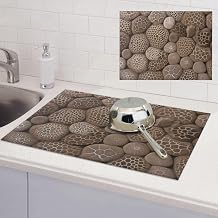 Petoskey Stone 食器乾燥マット キッチンカウンター用 吸収性マイクロファイバー水切りマット ノンスリップキッチン水切りマット コーヒーマシンディッシュラックパッド 24インチx18インチ 水切りパッド