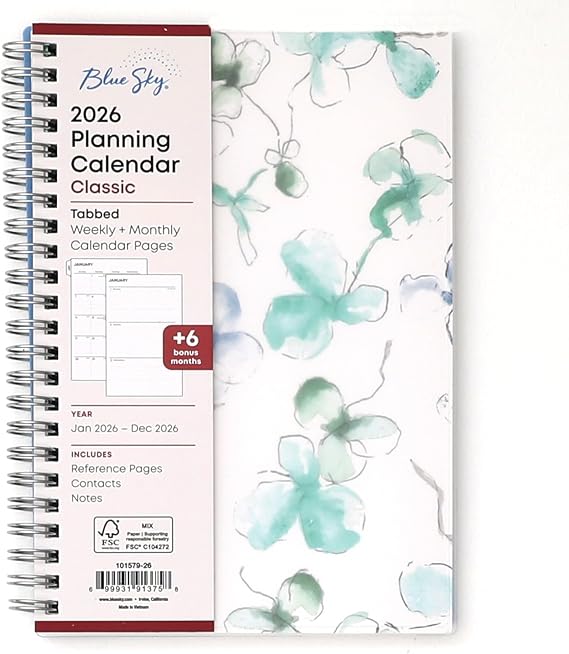 Blue Sky 2026 Weekly & Monthly Planner Calendar, 5"x8", Lindley
