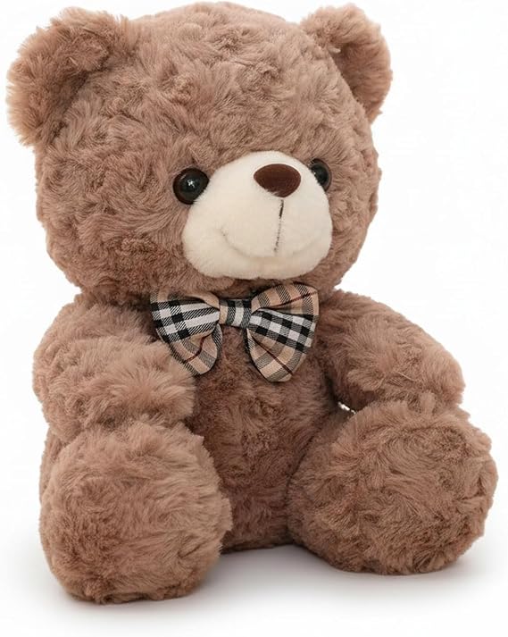 Teddy Bear, Small Sized Brown Plush Companion with Bow Tie, Soft Stuffed Animal for Bedtime Comfort and Home Decoration, Adorable Collectible for Gift Giving and Emotional Support