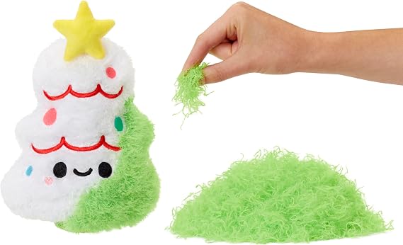 Fluffie Stuffiez Holiday Christmas Tree Small Collectible Feature Plush, Surprise Reveal Unboxing with Huggable ASMR Fidget DIY Fur Pulling, Ultra Soft Fluff