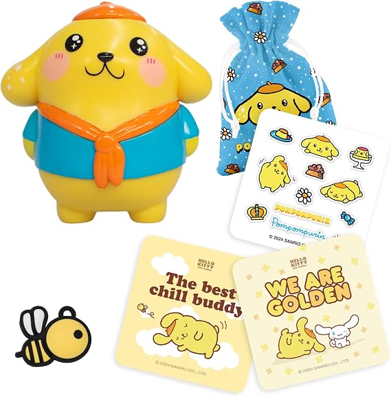 COMANSI Pompompurin Collectible Figure with 5 Exclusive Hello Kitty and Friends Accessories