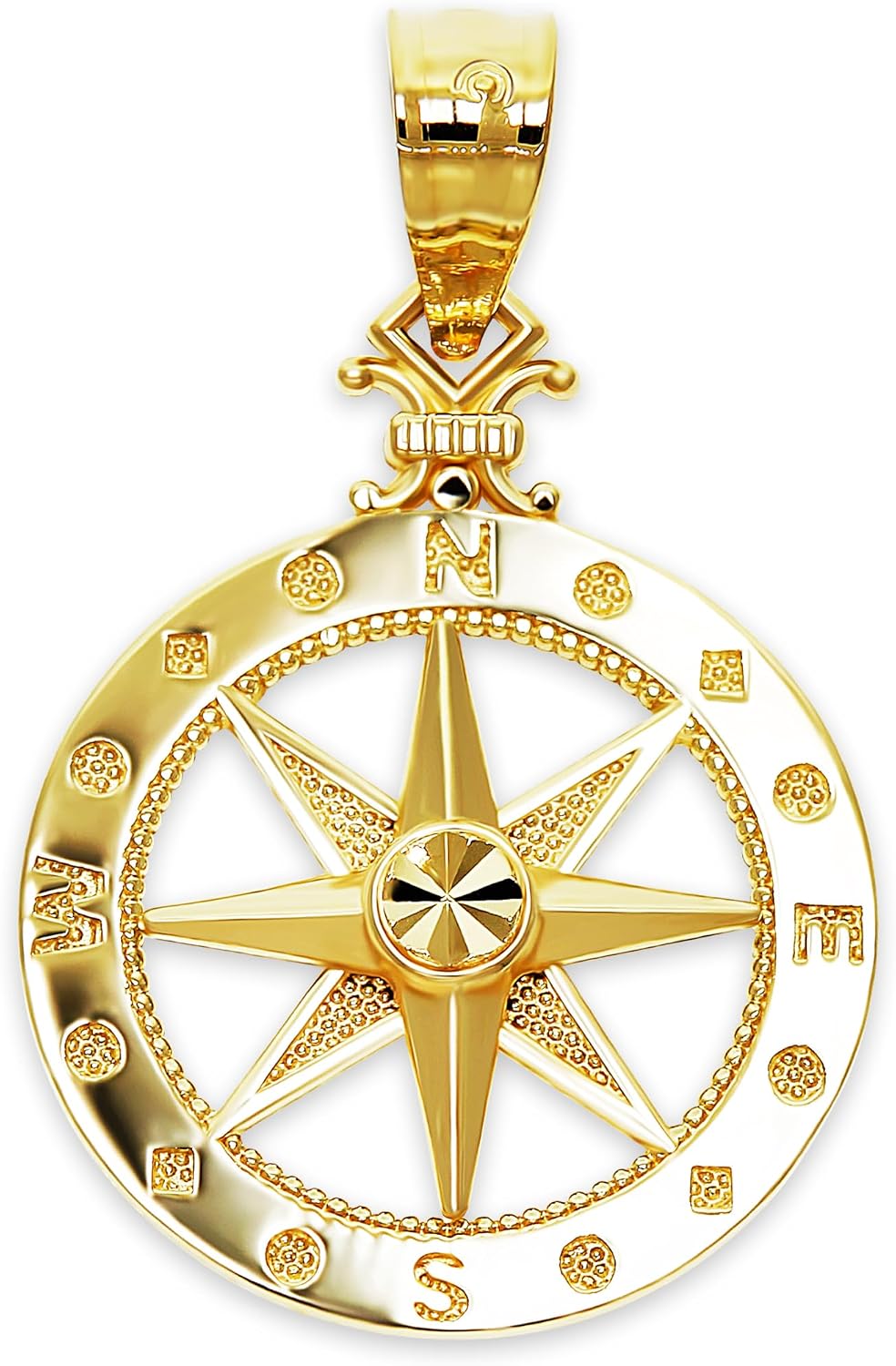 Charm America - Gold Petite Compass Charm - 10 Karat Solid Gold -Compass Jewelry