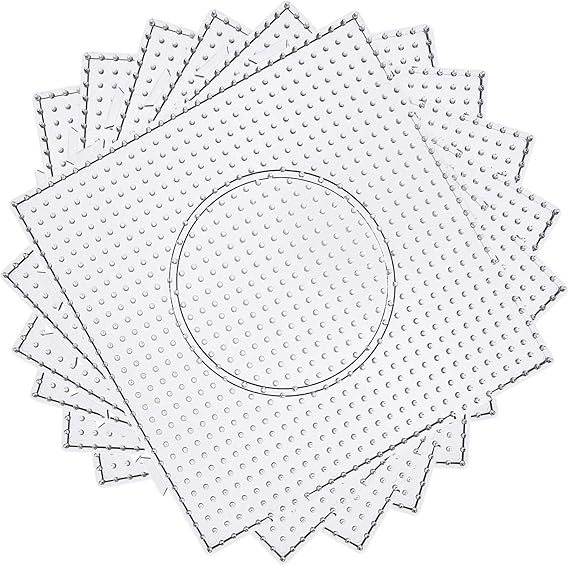 H&W 8PCS 5mm Fuse Beads Boards, Large Clear Pegboards Kits, with Gift 4 Lroning Paper (WA3-Z15)
