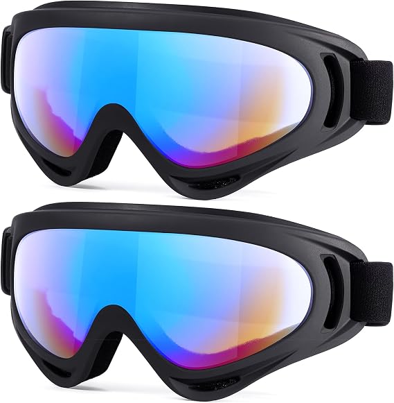 MAMBAOUT Kids Motorcycle Goggles, 2-Pack Dirt Bike Goggles Ski Goggles for Child, ATV Off-Road Racing Goggles for Boys Girls