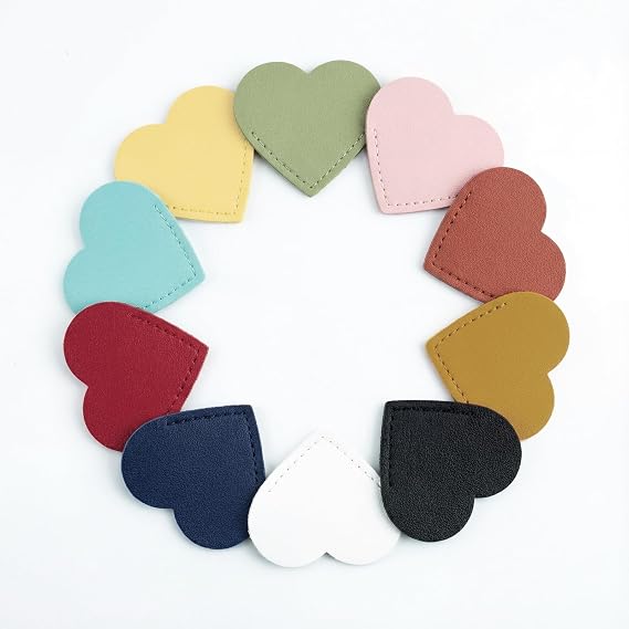 10 Pcs Leather Heart Bookmarks for Women Men