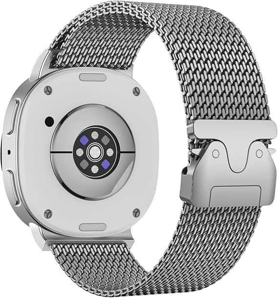 メタル磁気バンド Samsung Galaxy Watch 8 40mm 44mm/Galaxy Watch 8 Classic 46mmに対応 パラシュートスタイルバックル ステンレススチールメッシュメタルミラネーゼストラップ メンズ レディース