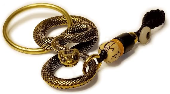 Cool Snake Keychain Charm for Boyfriend/Dad,Brass Python Key Chain for Men/Women