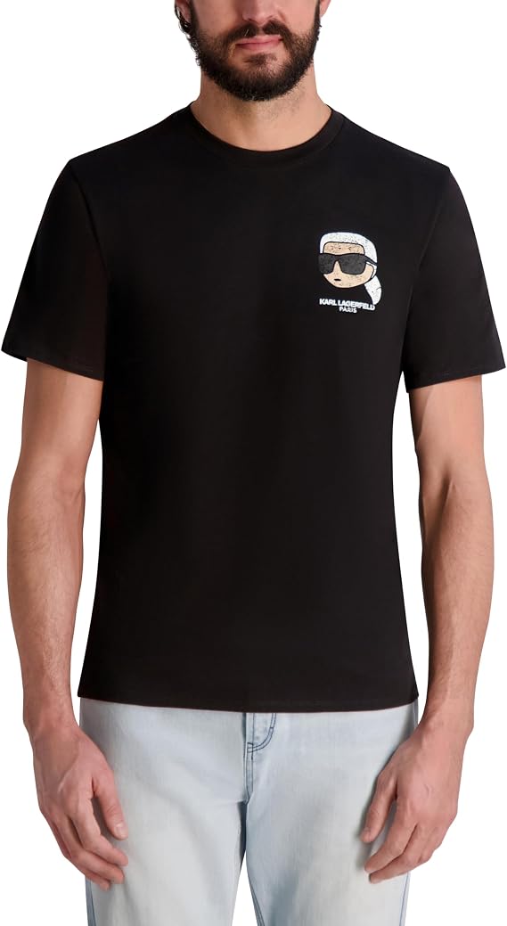 Karl Lagerfeld Men's Short Sleeve Karl Logo Crewneck Graphic Design T-Shirt