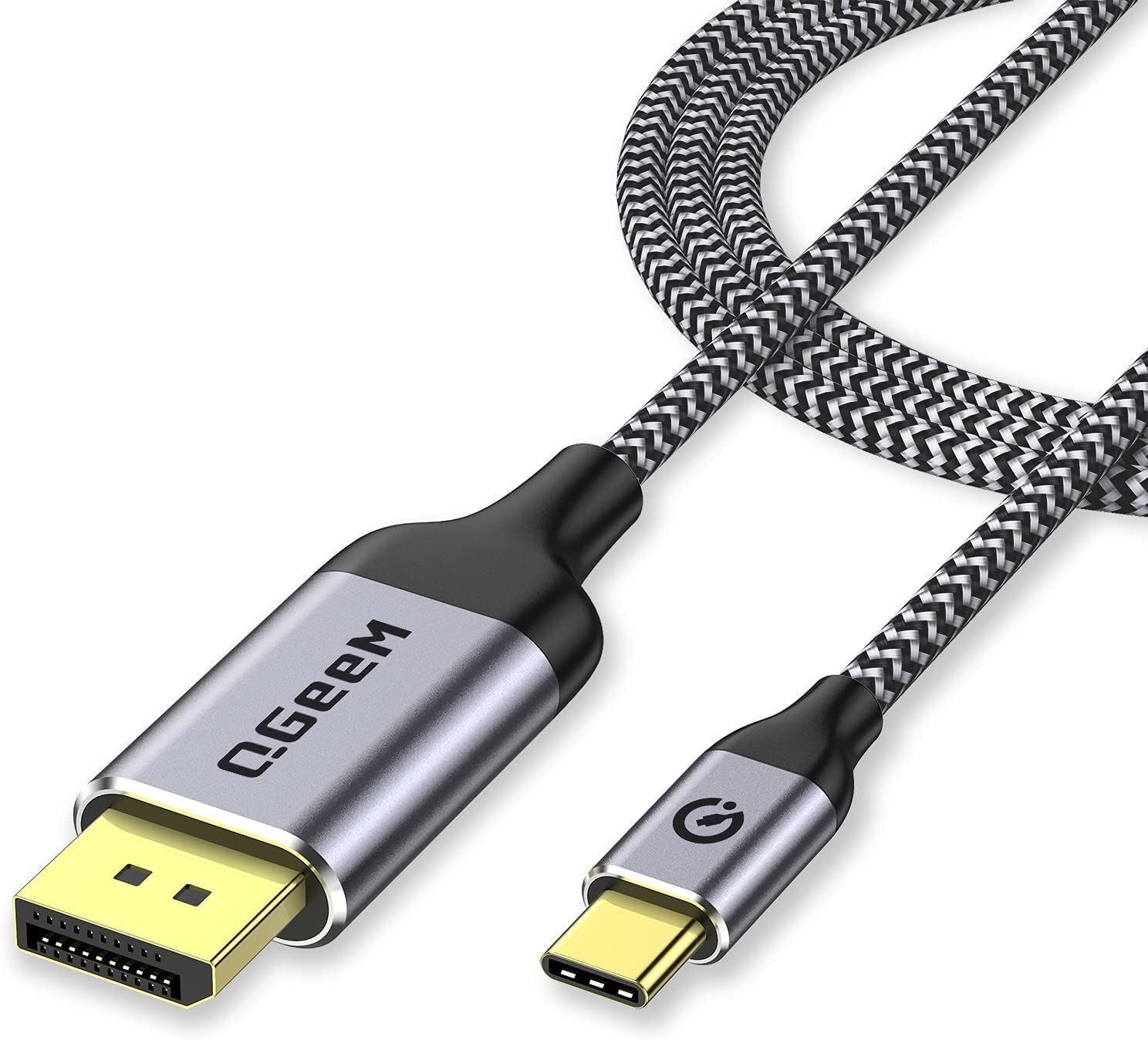 QGeeM USB C to DisplayPort Cable for Home Office 4K@60HZ,2K@165Hz Aluminum Shell Thunderbolt 3 to Displayport Cable,Compatible with MacBook ProAir, iPad Pro 2021 Surface Book 2, XPS 1513 6ft